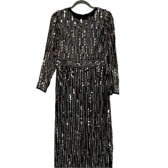 Mac Duggal 93590 Embellished High Neck Long Sleeve Midi Dress| Size 8 - Picture 8 of 12